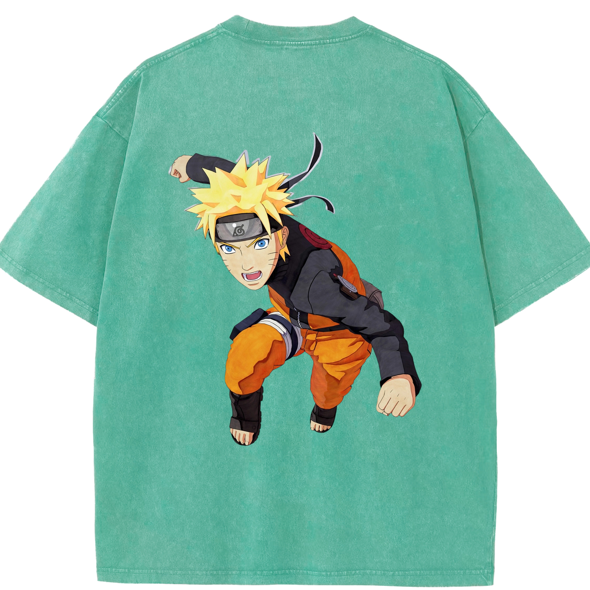 （画像用） NARUTO -ナルト- うずまき ナルト Uzumaki Naruto 綿100% ヴィンテージ風 半袖Tシャツ（背面プリント）